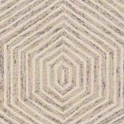 9' X 12' Sand Beige Wool Geometric Hand Tufted Area Rug