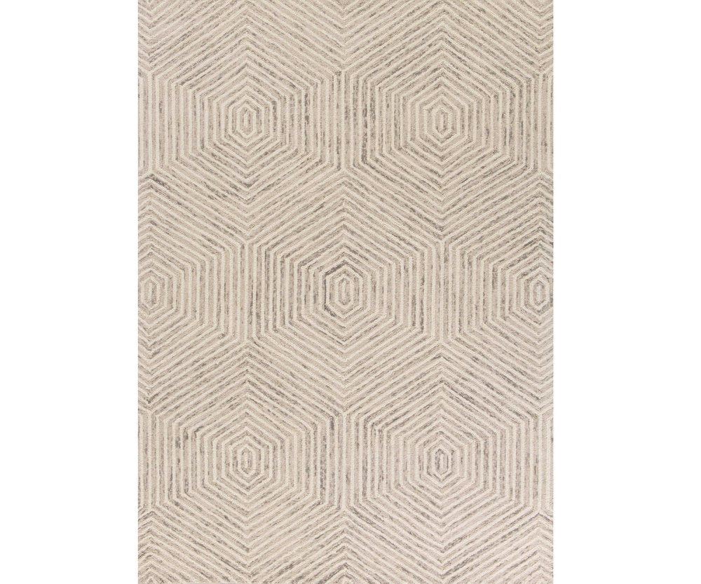 5' X 7' Sand And Beige Wool Geometric Hand Tufted Area Rug
