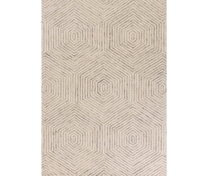 5' X 7' Sand And Beige Wool Geometric Hand Tufted Area Rug