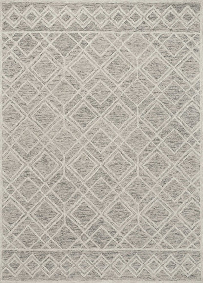 2' X 4' Sand Beige And Ivory Wool Geometric Hand Tufted Area Rug