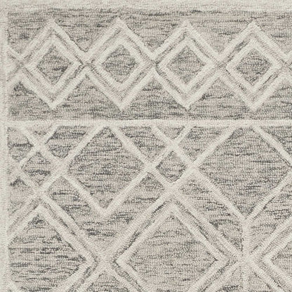 2' X 4' Sand Beige And Ivory Wool Geometric Hand Tufted Area Rug