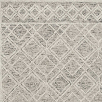 2' X 4' Sand Beige And Ivory Wool Geometric Hand Tufted Area Rug