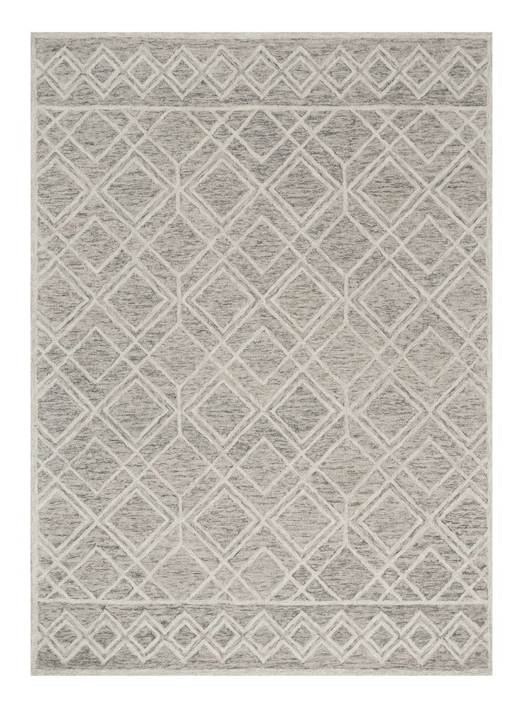 2' X 4' Sand Beige And Ivory Wool Geometric Hand Tufted Area Rug
