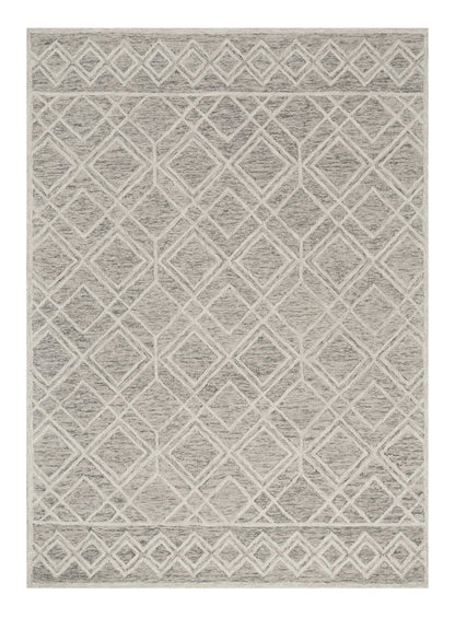 2' X 4' Sand Beige And Ivory Wool Geometric Hand Tufted Area Rug