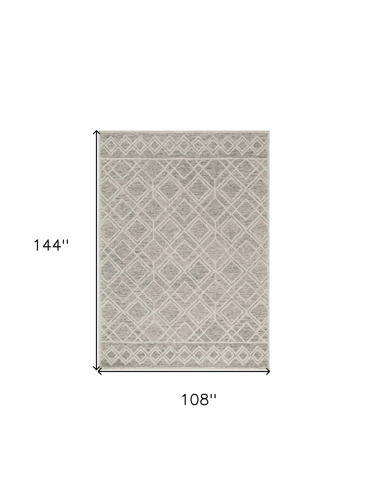 9' X 12' Sand Beige Hand Tufted Diamond Pattern Indoor Area Rug