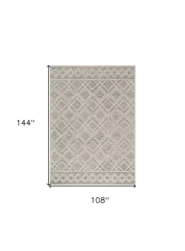 3' X 5' Sand Beige And Ivory Wool Geometric Hand Tufted Area Rug