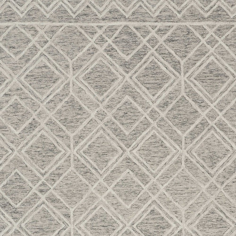 3' X 5' Sand Beige And Ivory Wool Geometric Hand Tufted Area Rug