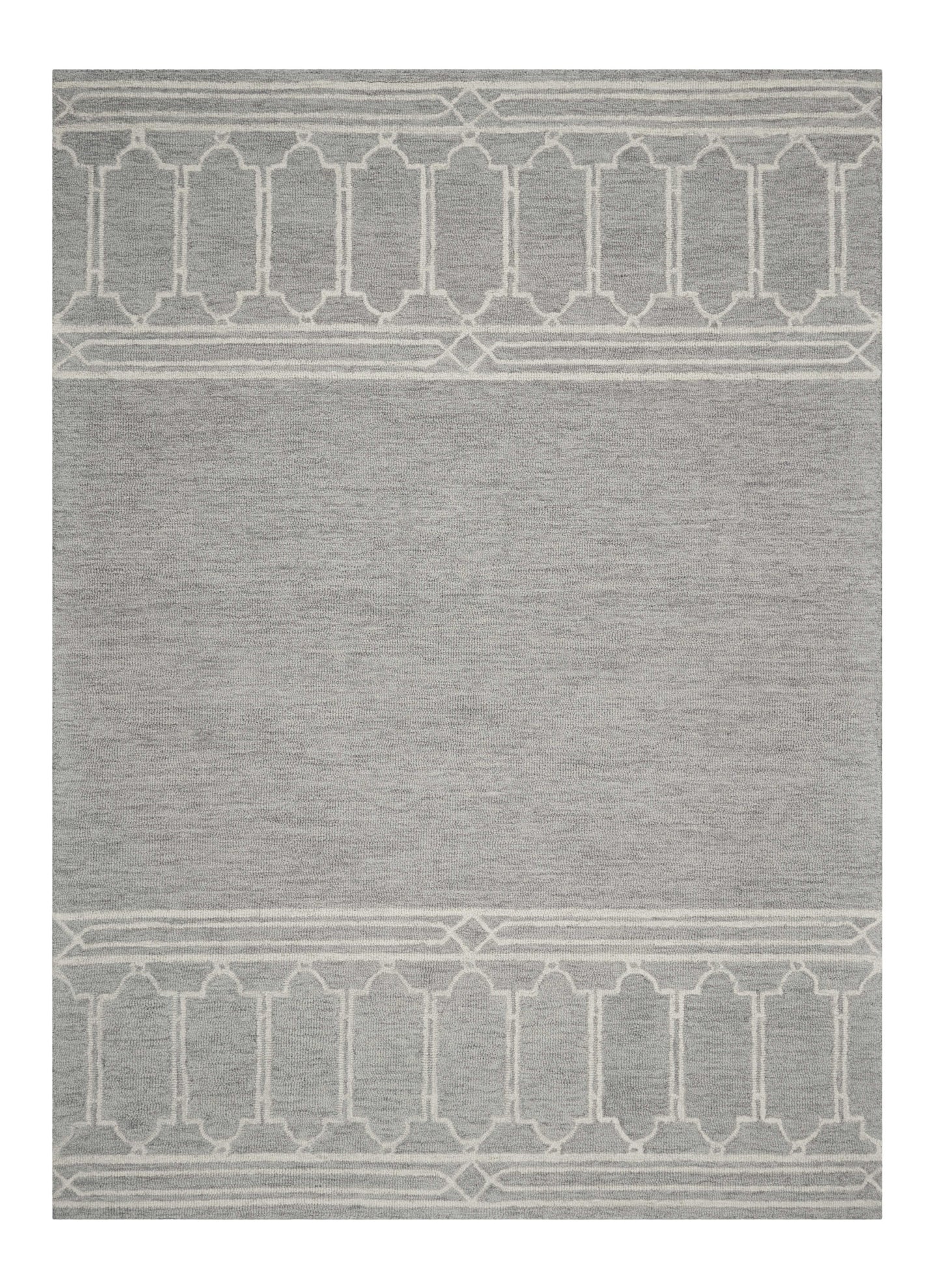 2' X 4' Gray Wool Ogee Hand Tufted Area Rug