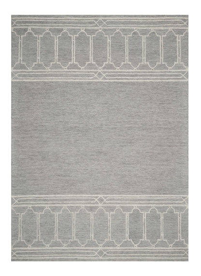 9' X 12' Grey Hand Tufted Geometric Indoor Area Rug