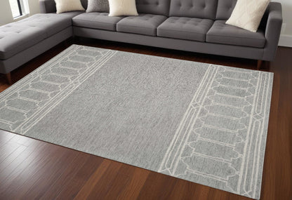9' X 12' Grey Hand Tufted Geometric Indoor Area Rug