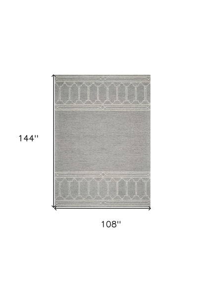 9' X 12' Grey Hand Tufted Geometric Indoor Area Rug