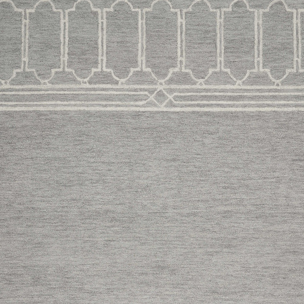 9' X 12' Grey Hand Tufted Geometric Indoor Area Rug