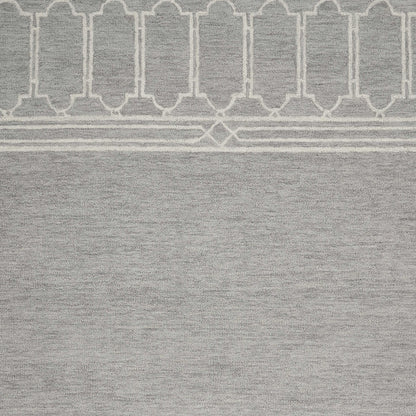 9' X 12' Grey Hand Tufted Geometric Indoor Area Rug