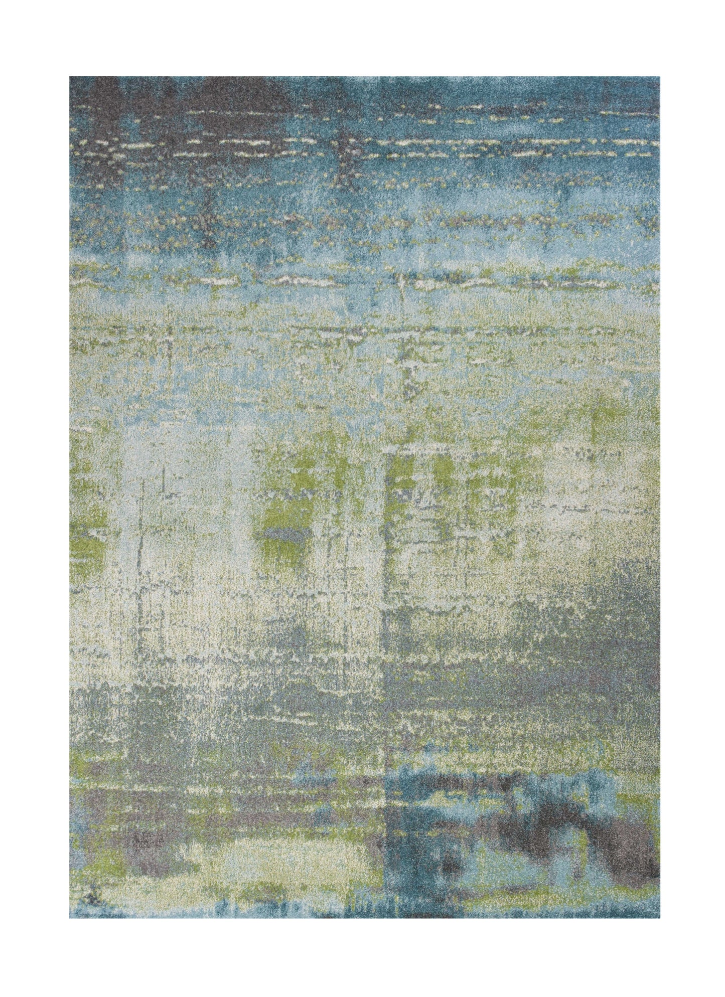 3' X 5' Blue and Green Abstract Brushstrokes Area Rug