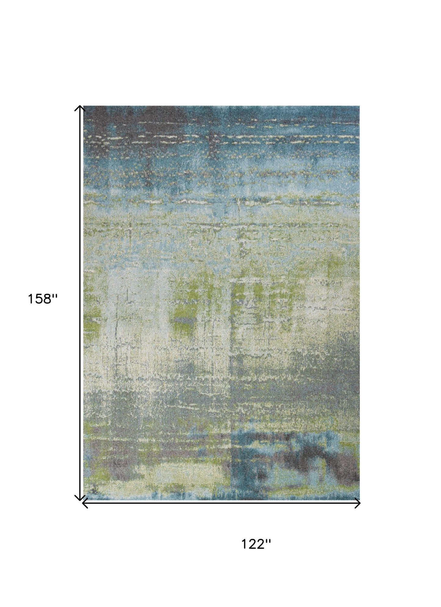 3' X 5' Blue and Green Abstract Brushstrokes Area Rug