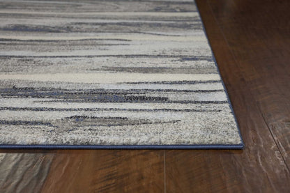 5' X 8' Gray Blue And Black Abstract Area Rug