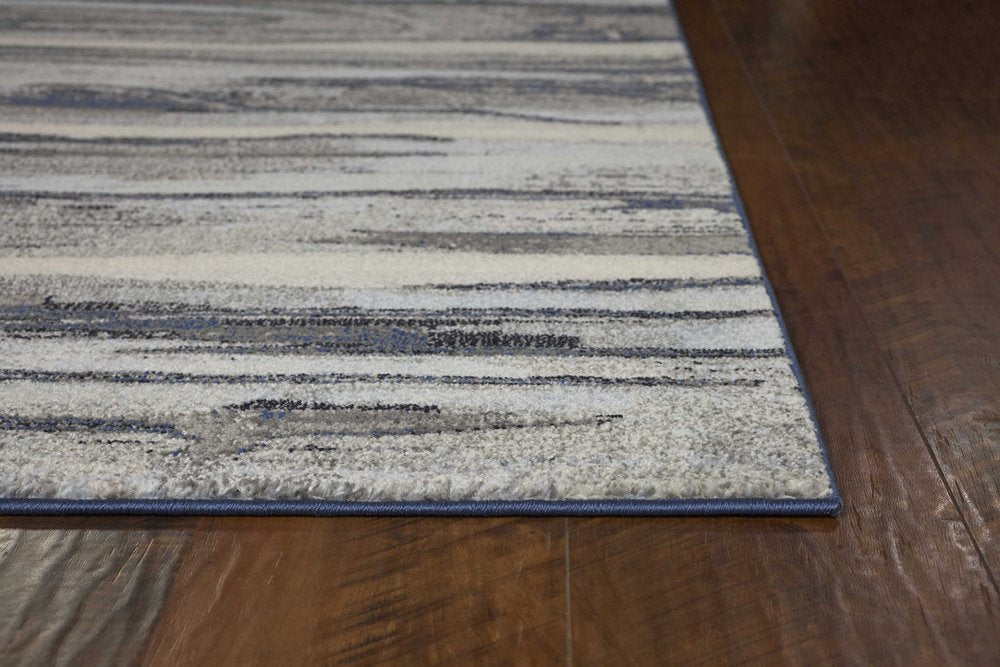 5' X 8' Gray Blue And Black Abstract Area Rug