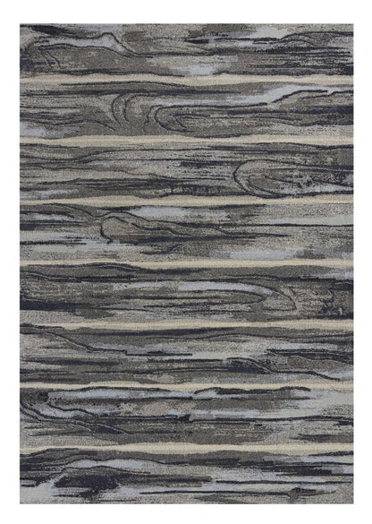 5' X 8' Gray Blue And Black Abstract Area Rug