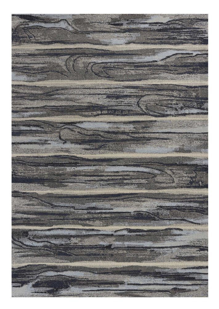 5' X 8' Gray Blue And Black Abstract Area Rug