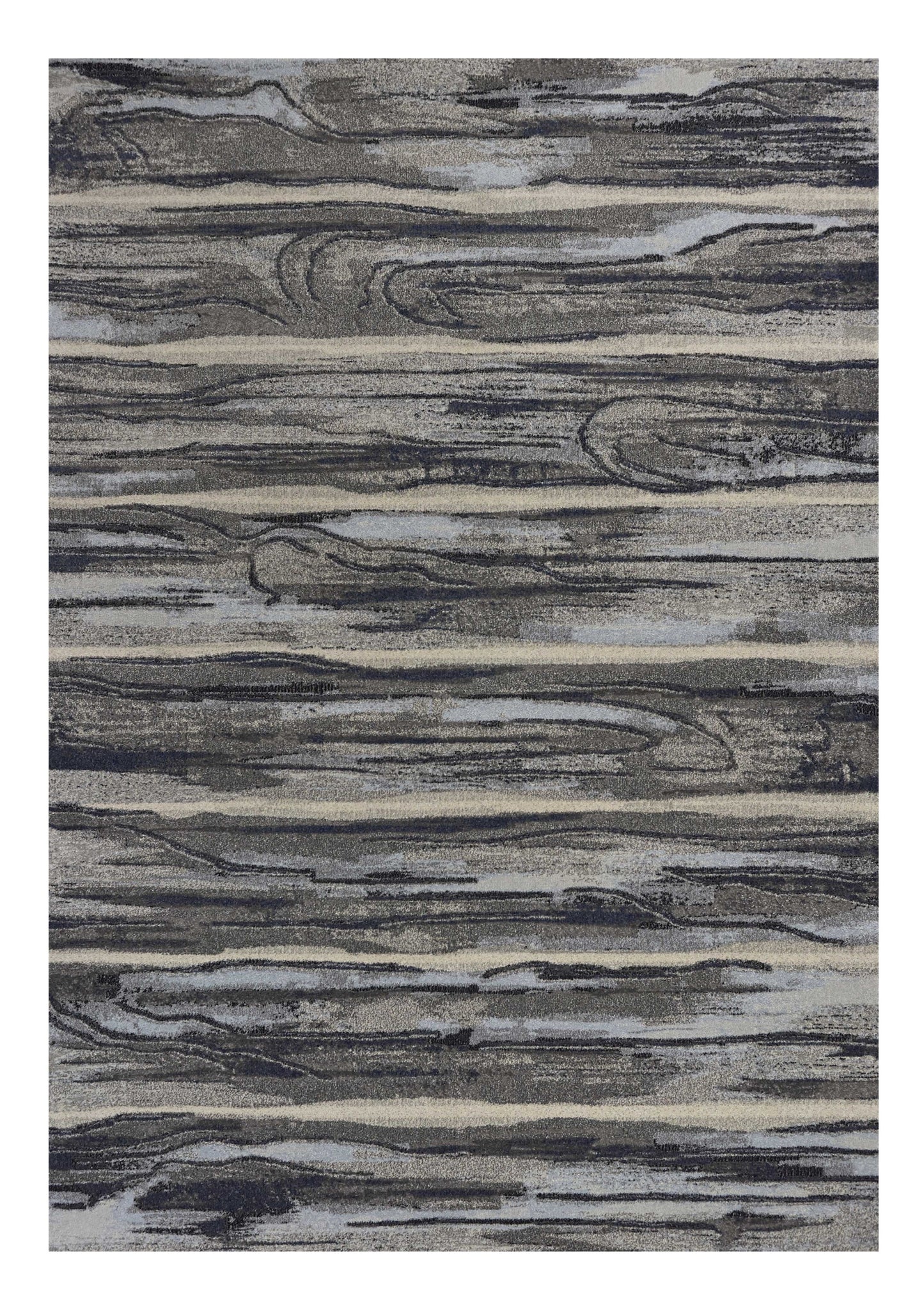 5' X 8' Grey Machine Woven Abstract Brushstroke Indoor Area Rug