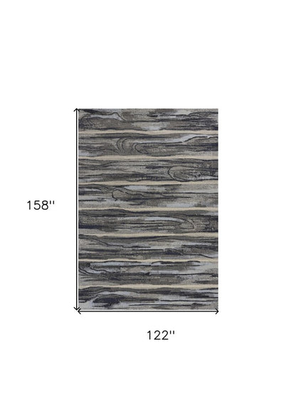 5' X 8' Gray Blue And Black Abstract Area Rug