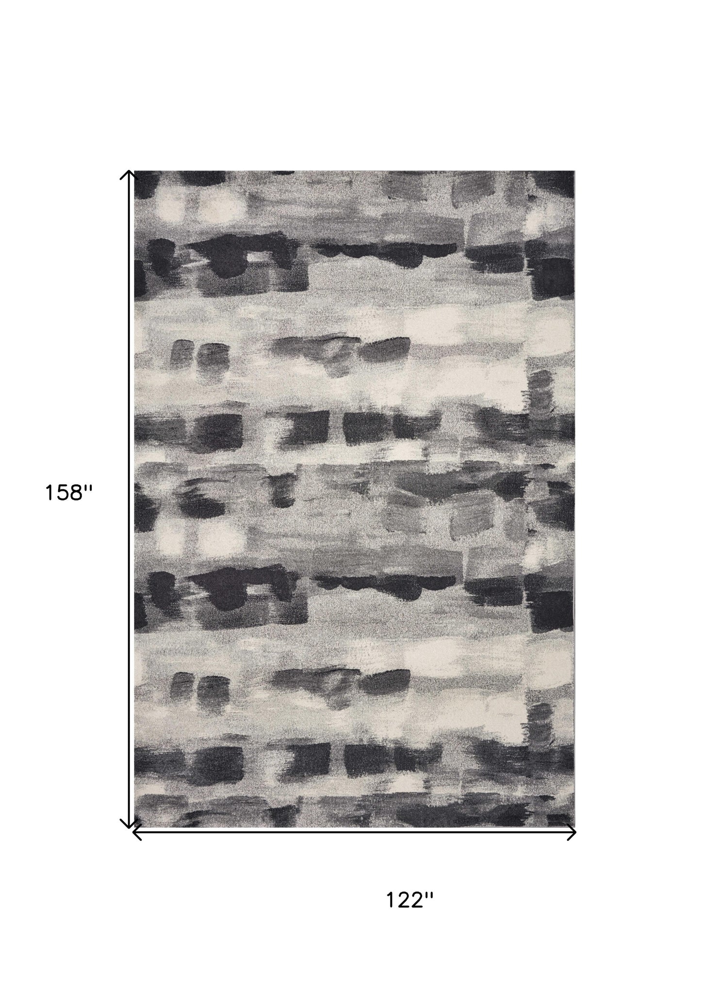 5' X 8' Shades Of Grey Machine Woven Abstract Brushstroke Indoor Area Rug