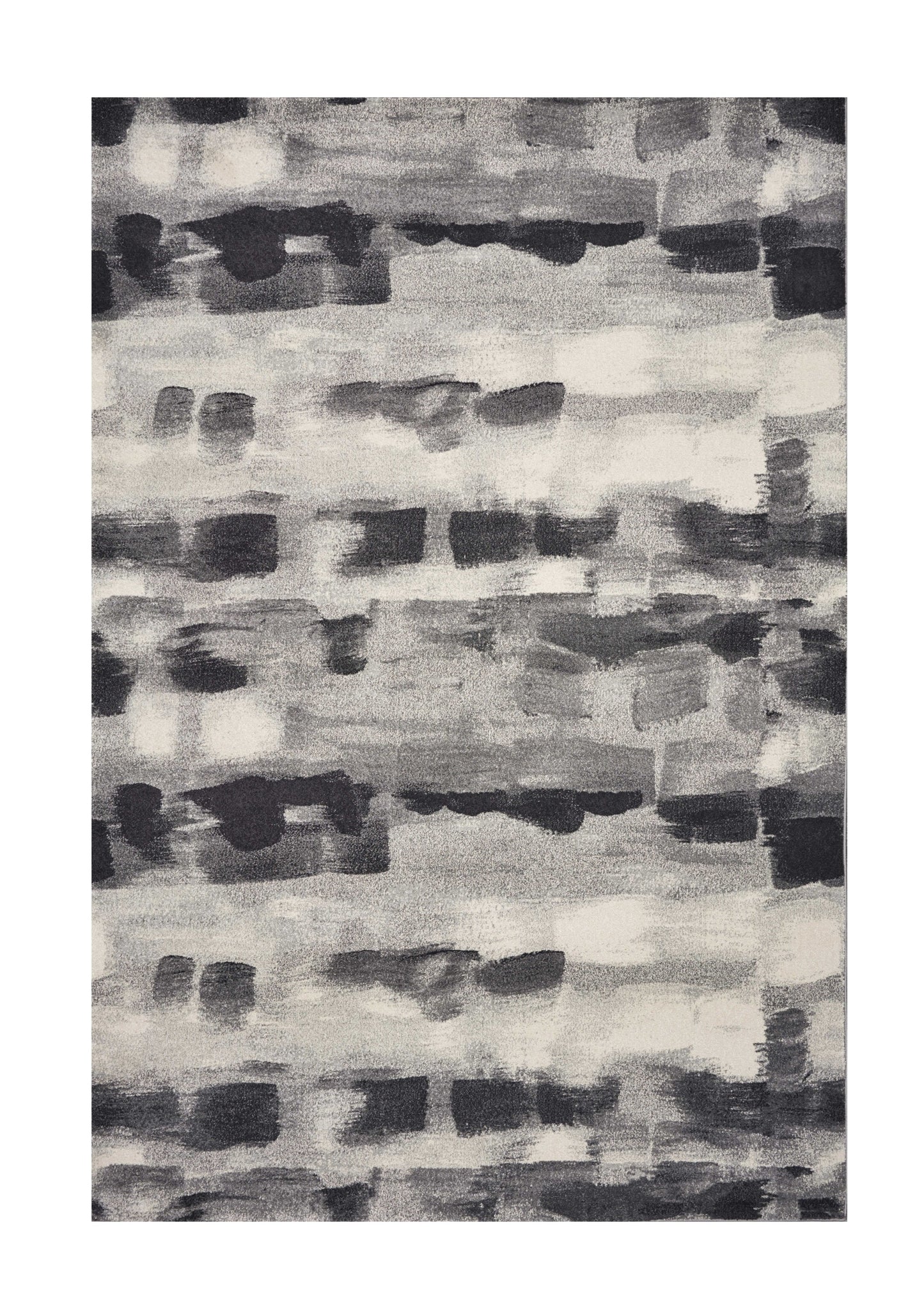 5' X 8' Shades Of Grey Machine Woven Abstract Brushstroke Indoor Area Rug