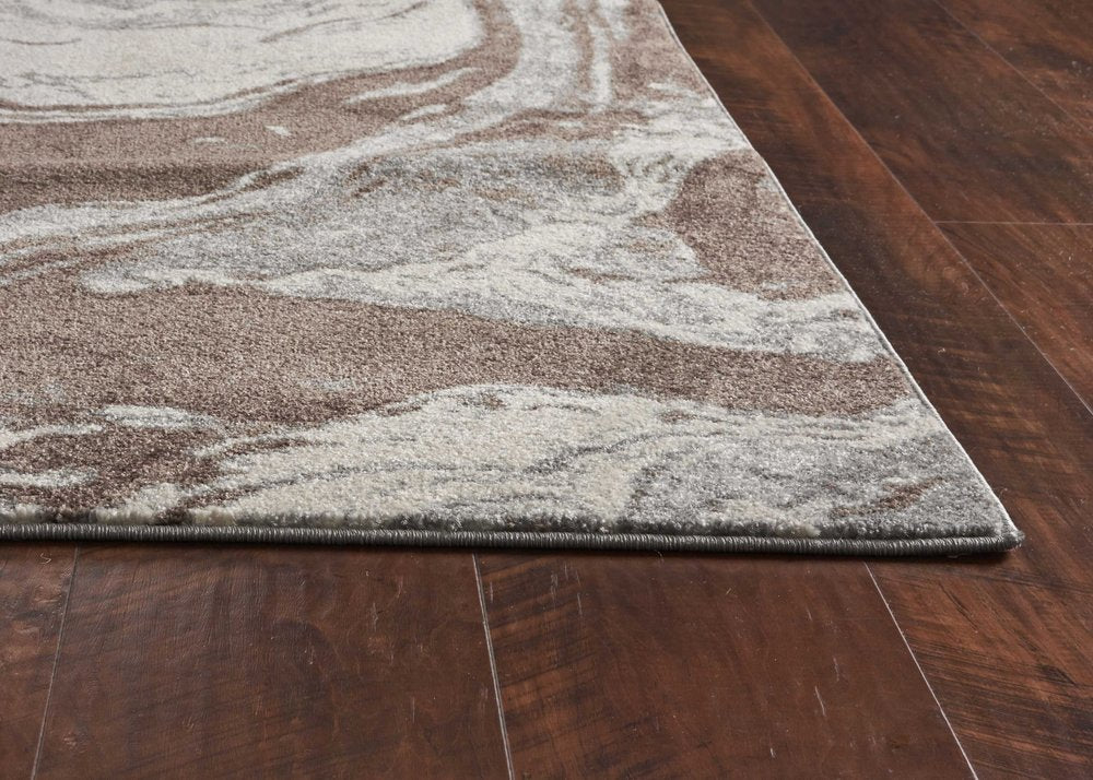 7' X 10' Brown And Ivory Abstract Area Rug