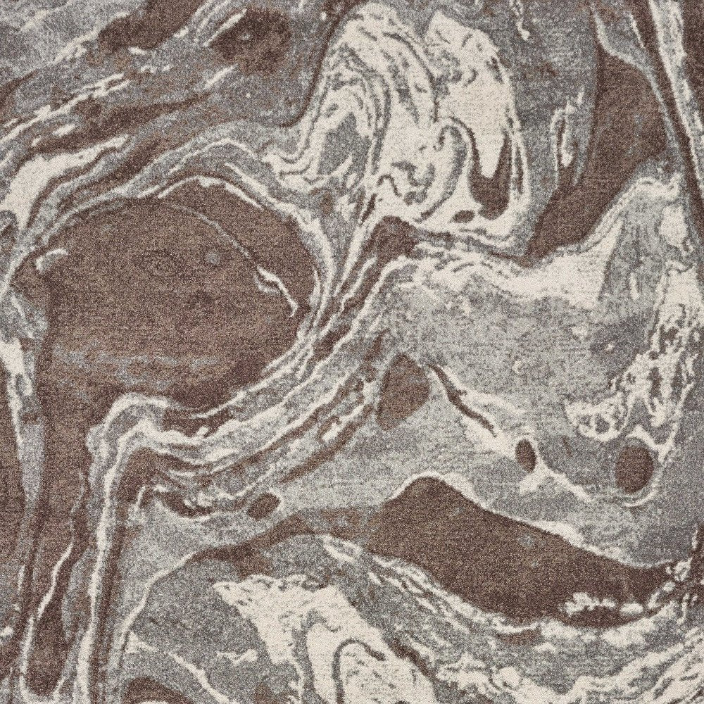 7' X 10' Brown And Ivory Abstract Area Rug