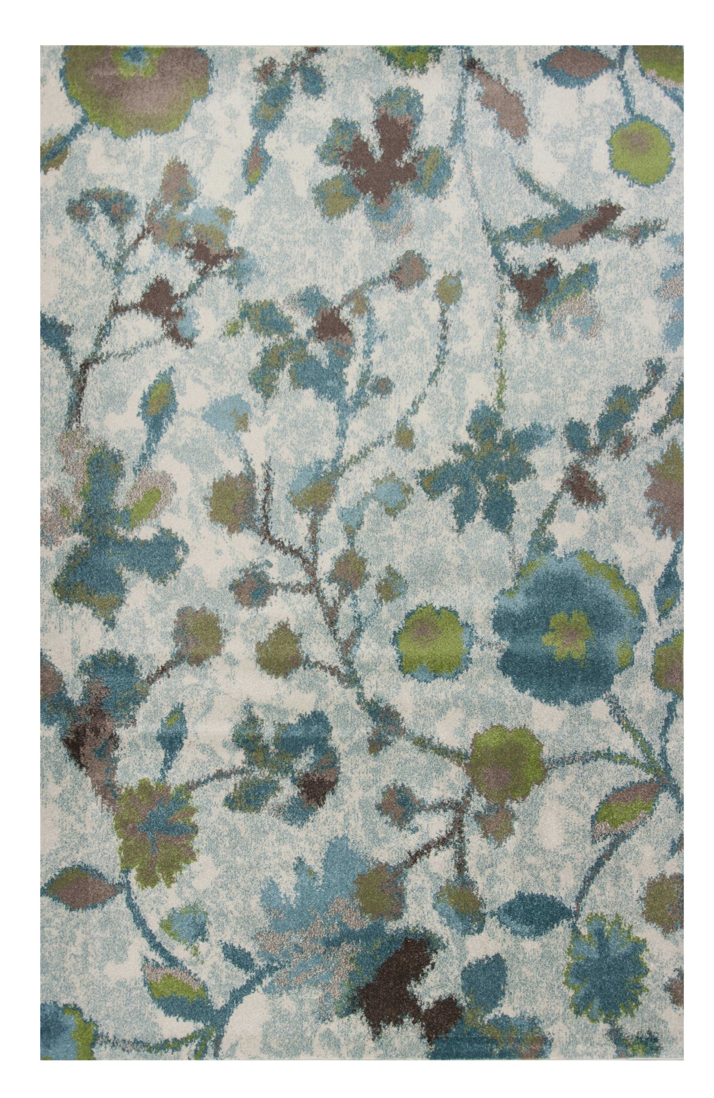 3' X 5' Teal Floral Vines Area Rug