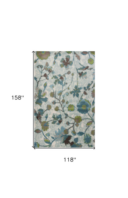 3' X 5' Teal Floral Vines Area Rug