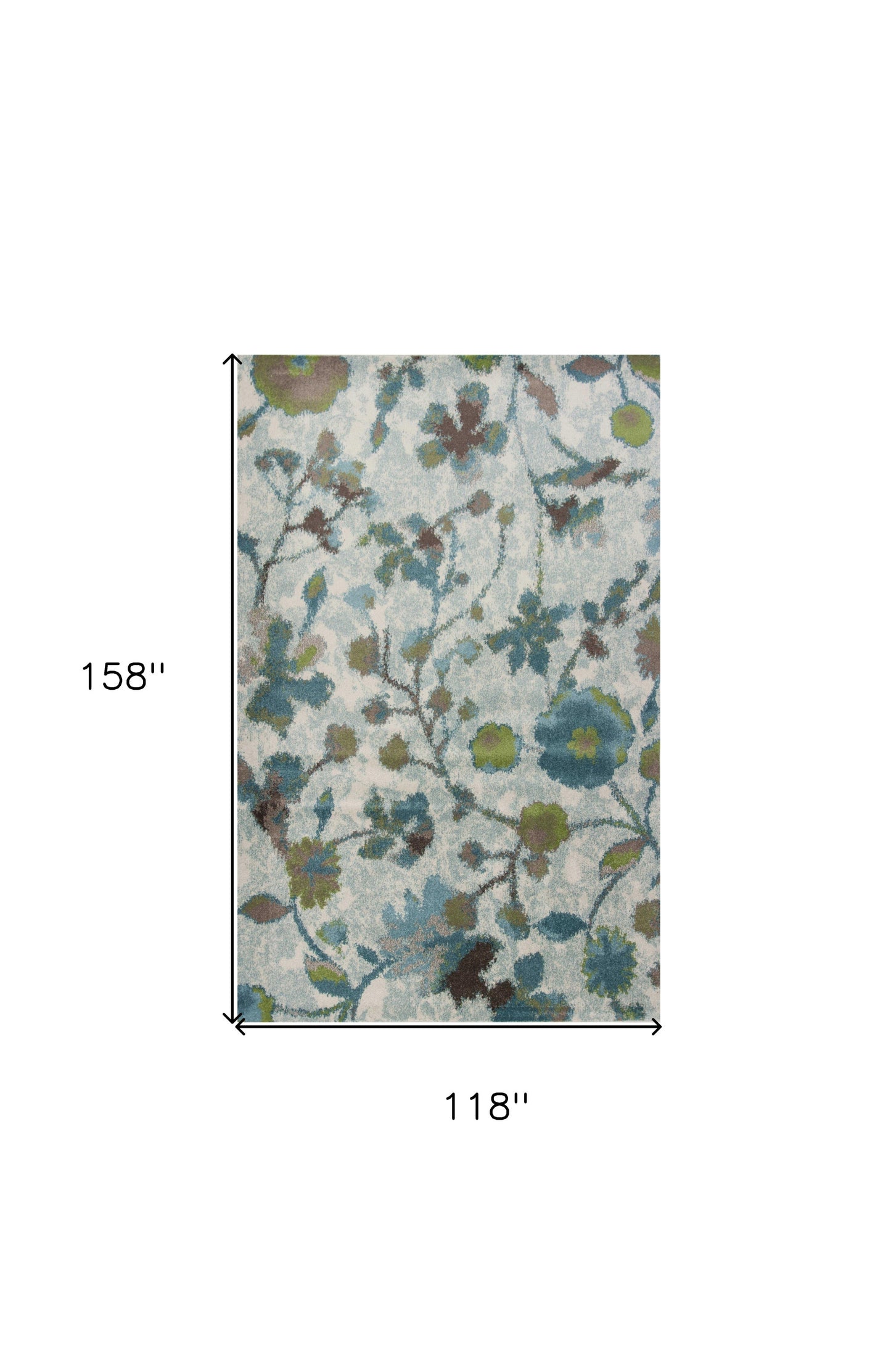 3' X 5' Teal Floral Vines Area Rug