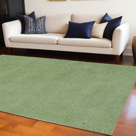 8' Green Round Hand Woven Area Rug