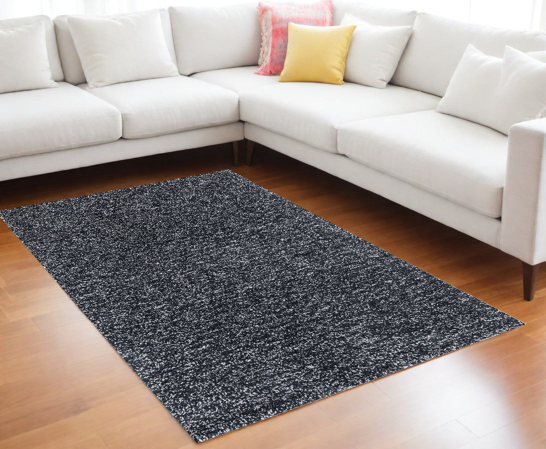 8' X 10' Polyester Black Heather Area Rug