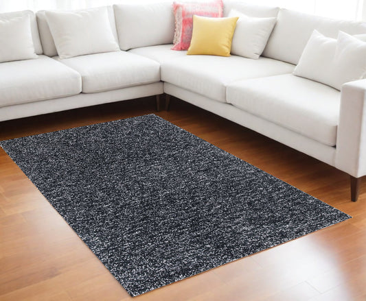 6' Round Black Heather Plain Indoor Area Rug