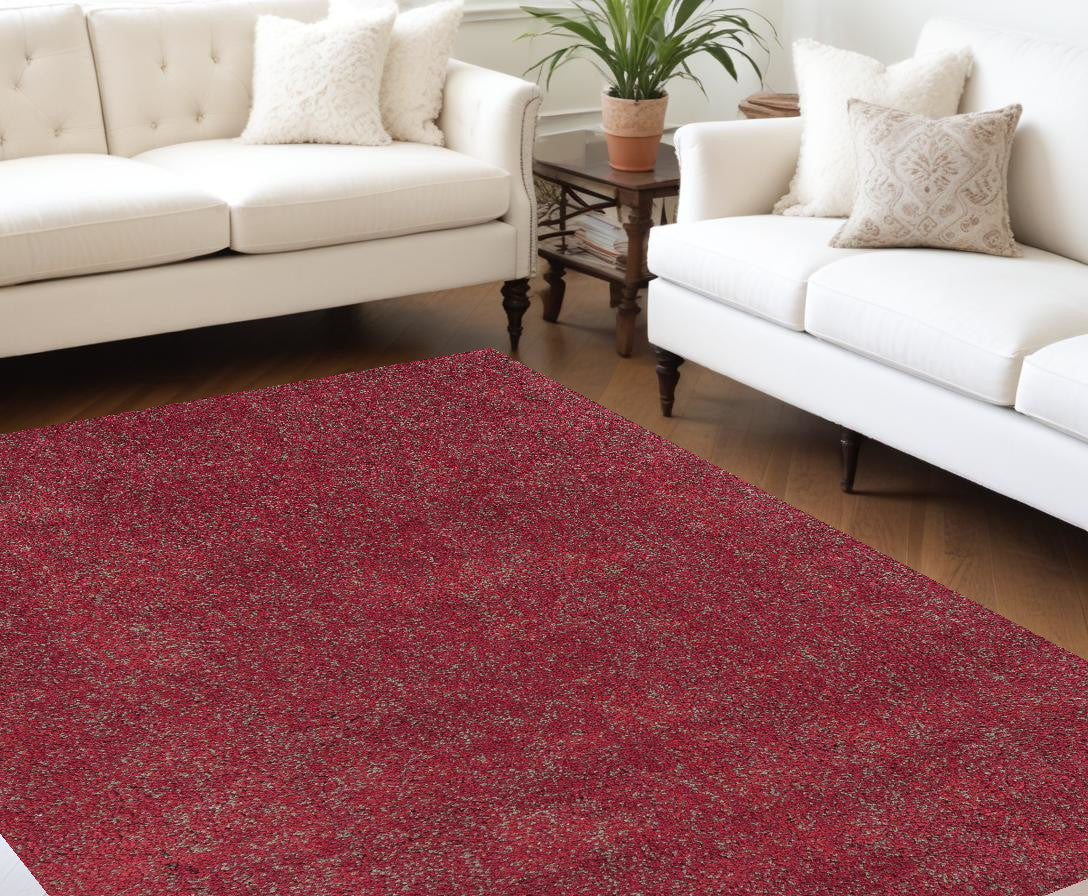 3' X 5' Red Heather Plain Area Rug