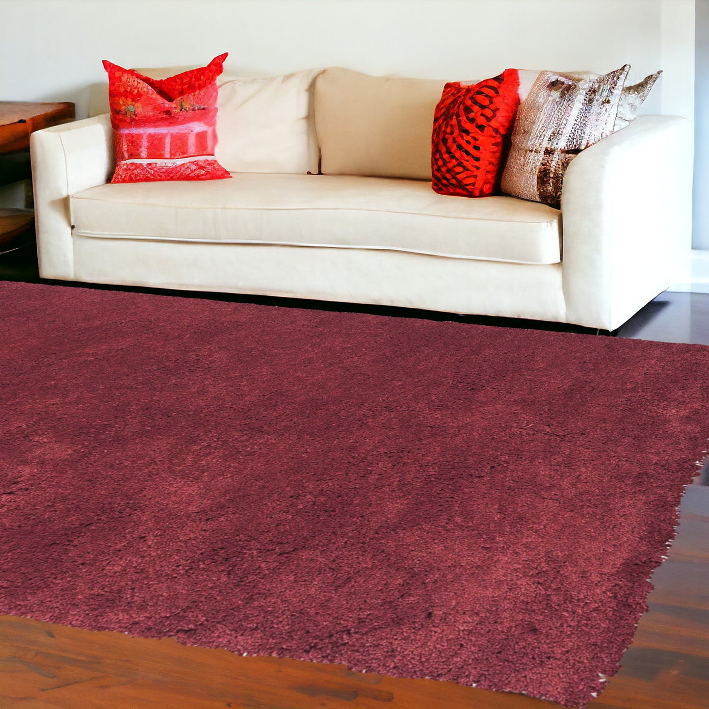 9' X 13' Polyester Red Area Rug