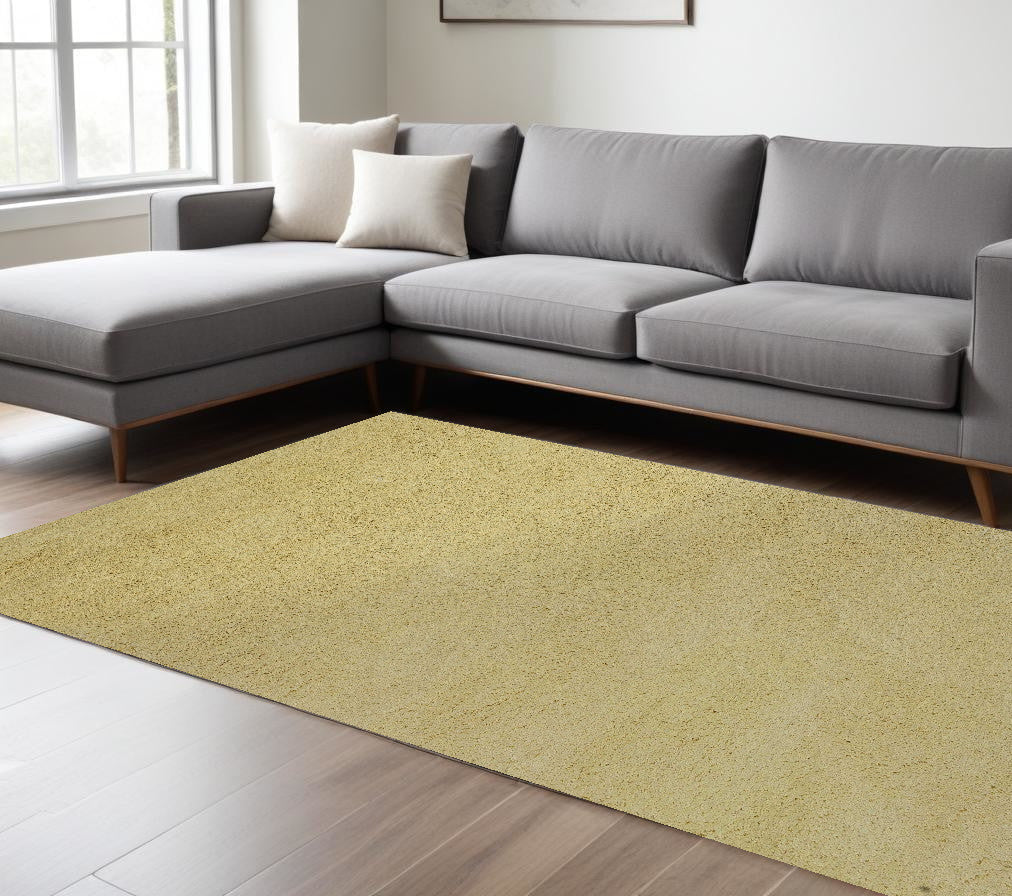 5' X 7' Canary Yellow Indoor Shag Rug