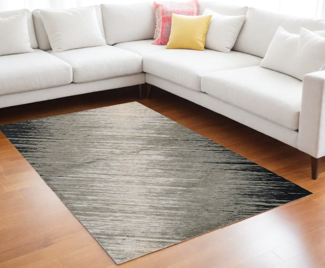 3' X 5' Silver Abstract Area Rug