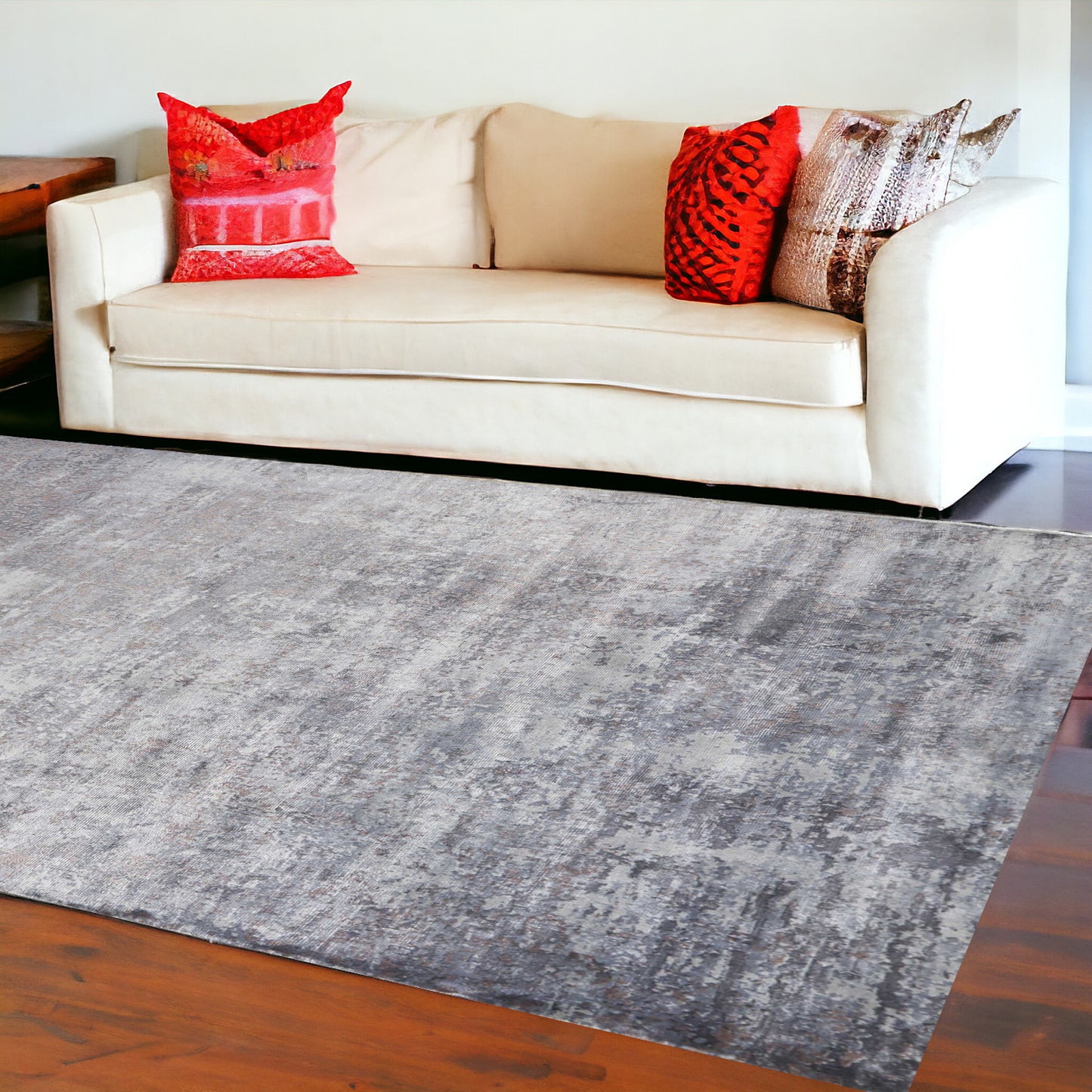 9' x 12' Gray Abstract Hand Loomed Area Rug