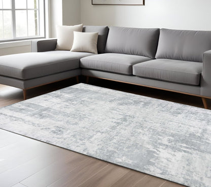 8' X 10' Dark Gray And Light Gray Abstract Hand Loomed Area Rug