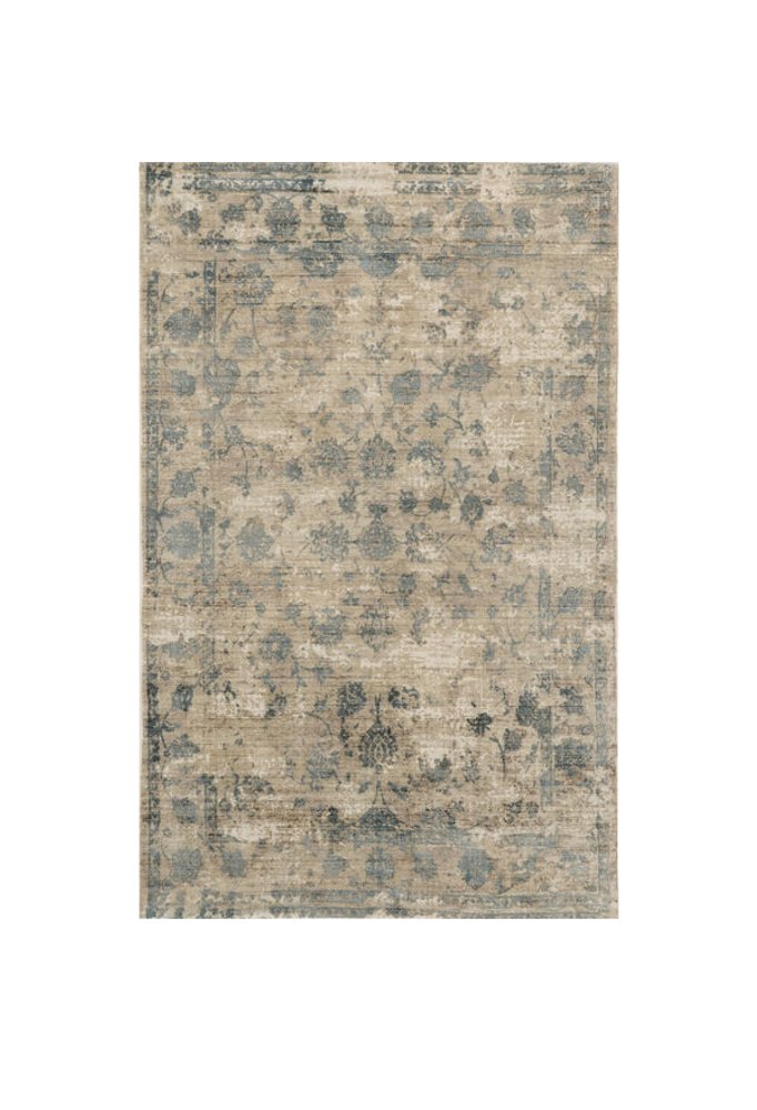 3' X 5' Beige And Blue Floral Medallion Hand Loomed Area Rug