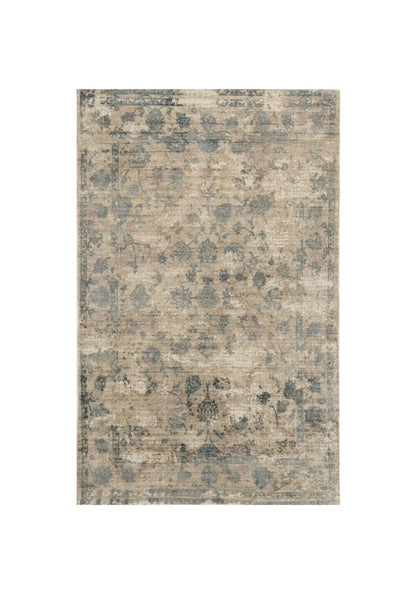 3' X 5' Beige And Blue Floral Medallion Hand Loomed Area Rug