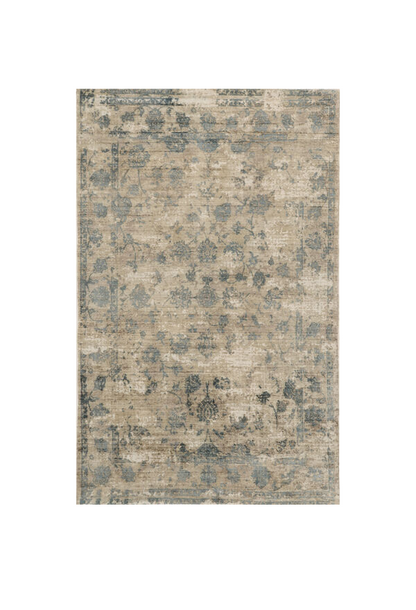 3' X 5' Beige And Blue Floral Medallion Hand Loomed Area Rug