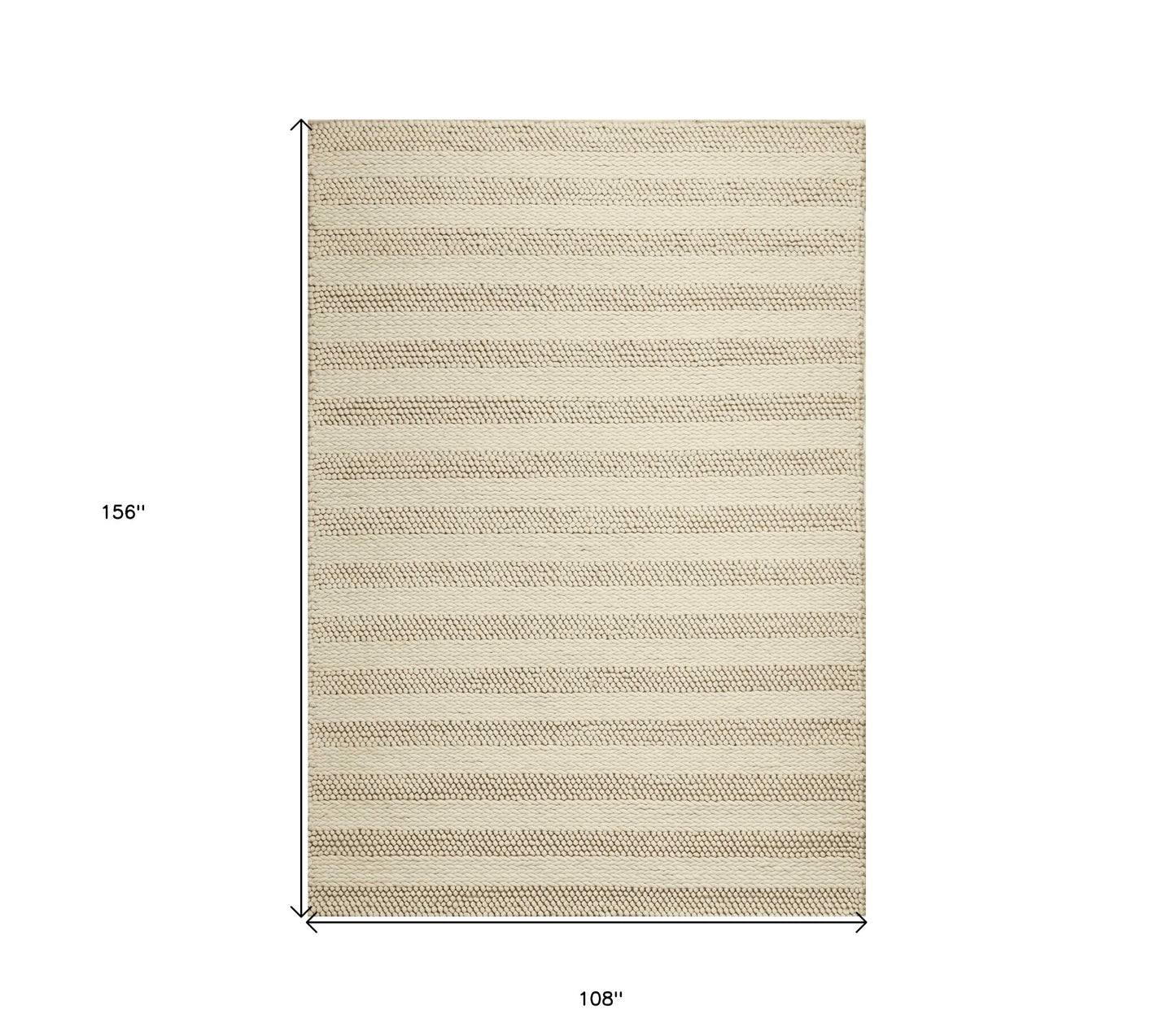 9' X 13' Wool White Area Rug