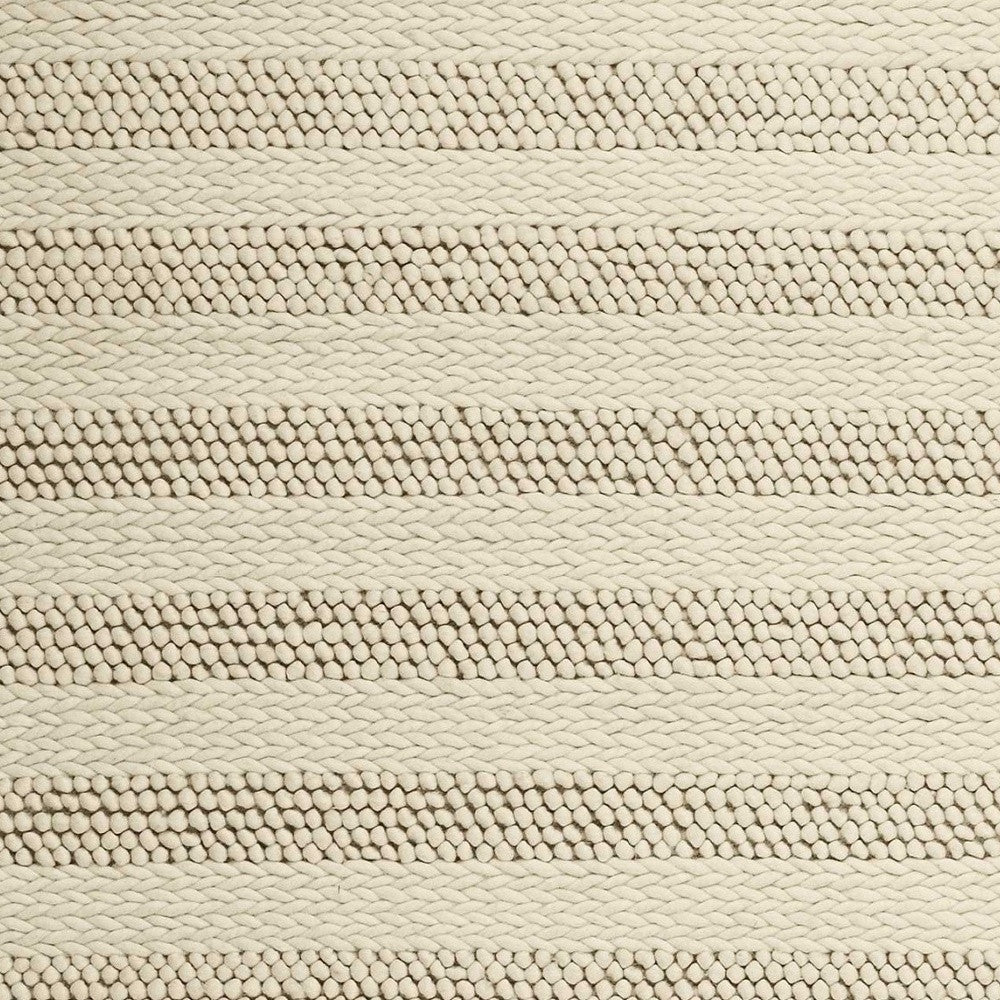 5'X7' White Ivory Hand Woven Knobby Cornish Stripe Indoor Area Rug