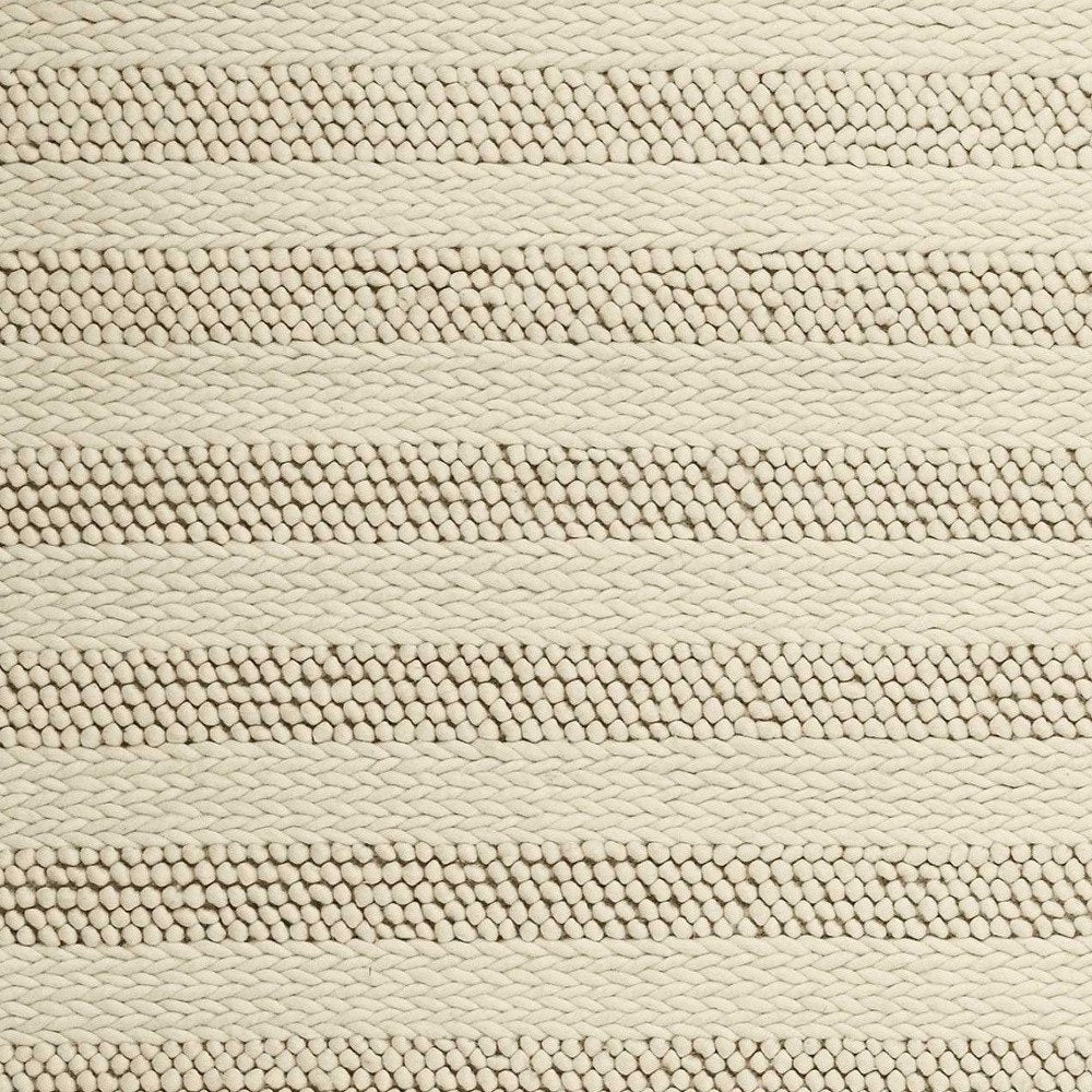 5' X 7' Ivory And White New Zealand Lambs Wool Striped Hand Woven Area Rug