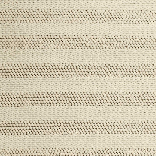 8' X 10' White Ivory Hand Woven Knobby Cornish Stripe Indoor Area Rug