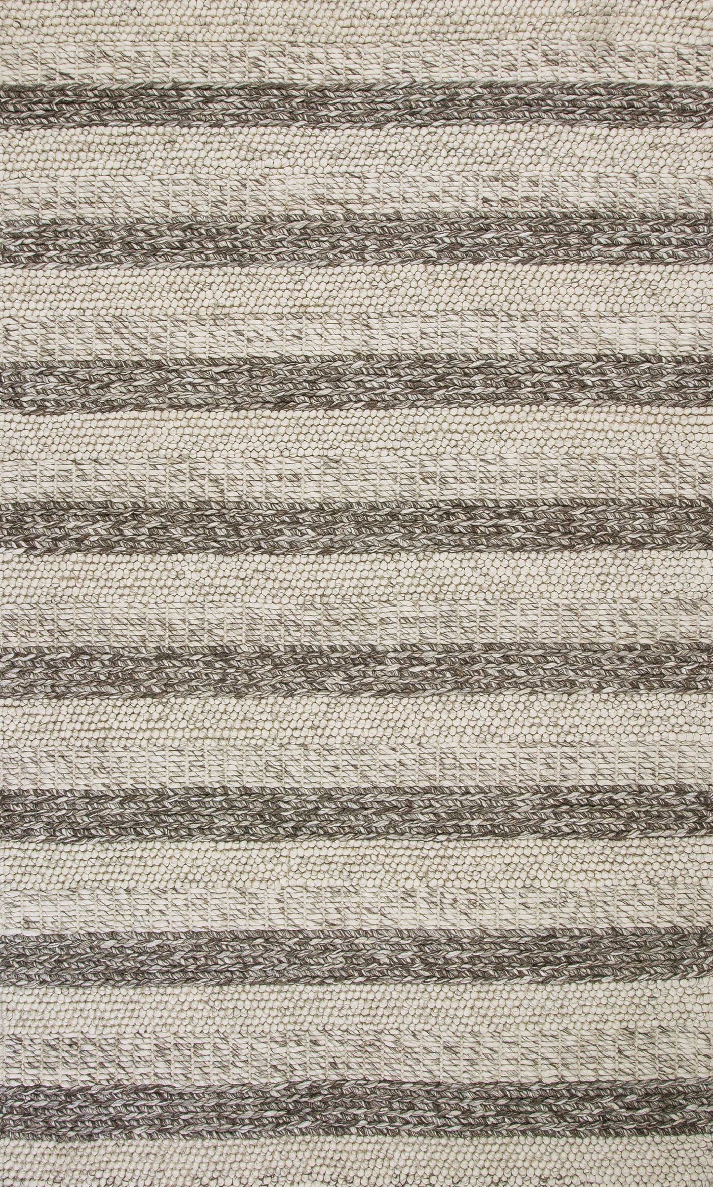 8' X 10' Grey White Hand Woven Knobby Stripes Indoor Area Rug