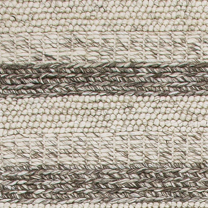 5' X 7' Brown Gray And Ivory New Zealand Lambs Wool Striped Hand Woven Area Rug